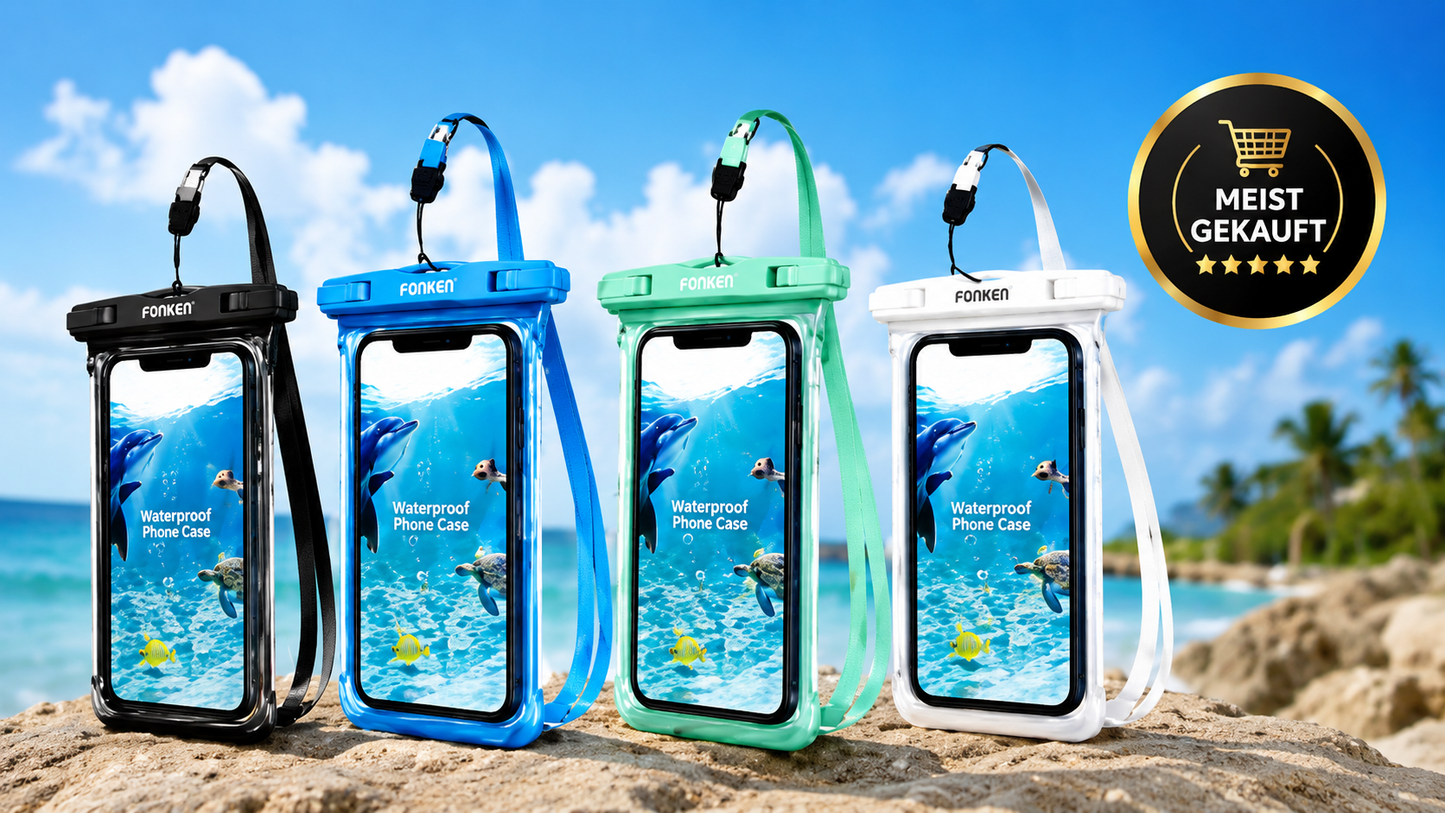 FONKEN Full View Wasserdichte Hülle für Telefon Unterwasser Schnee Regenwald Transparente Trockentasche Schwimmtasche Große Handyhüllen