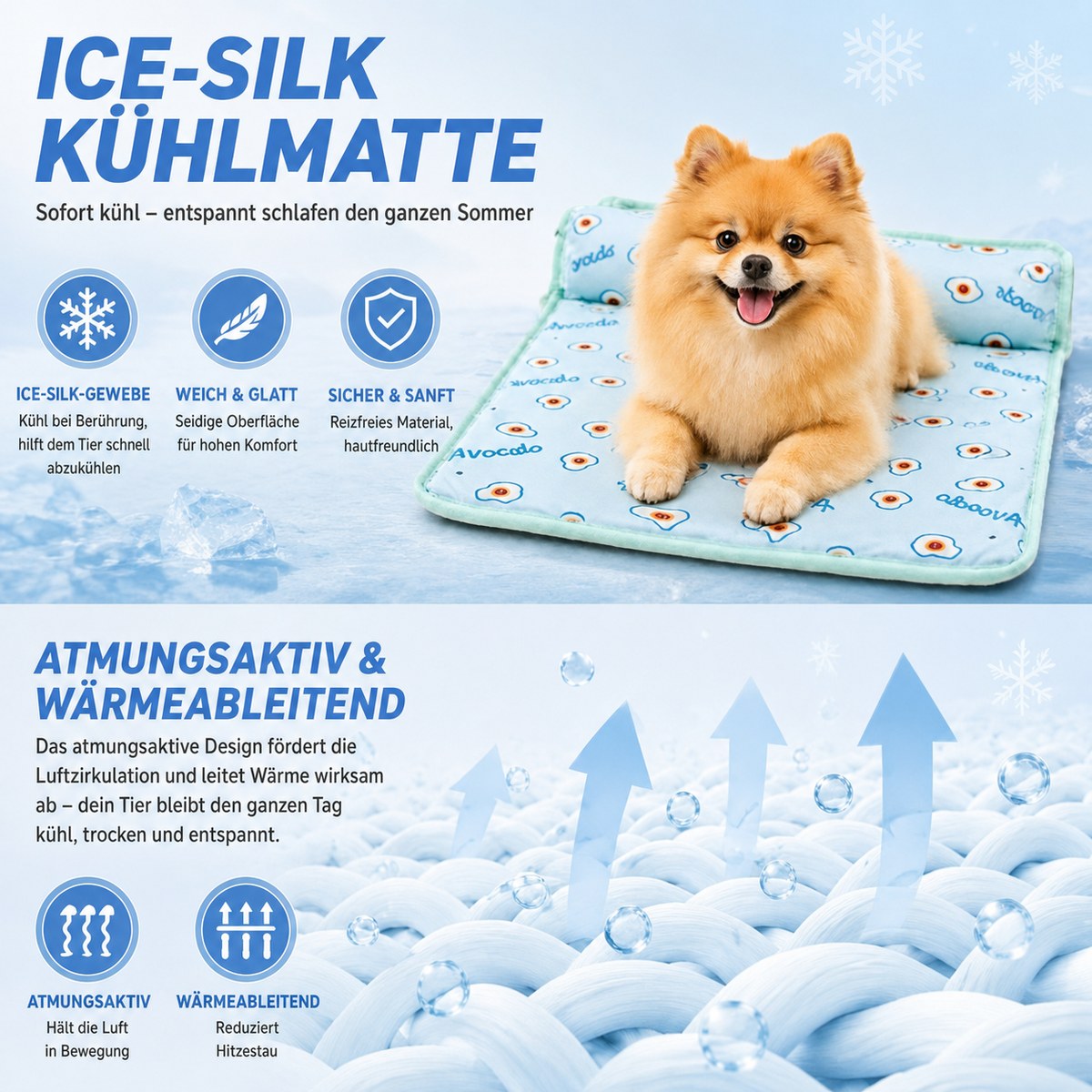 Ice-Silk Kühlmatte: atmungsaktiv und wärmeableitend