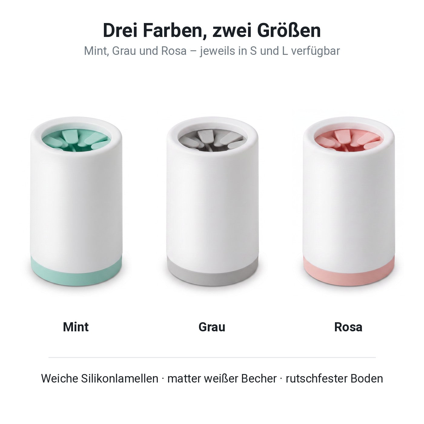 Alle drei Farben: Mint, Grau, Rosa